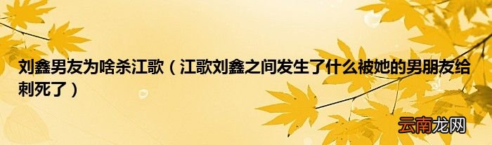 江歌刘鑫之间发生了什么被她的男朋友给刺死了 刘鑫男友为啥杀江歌