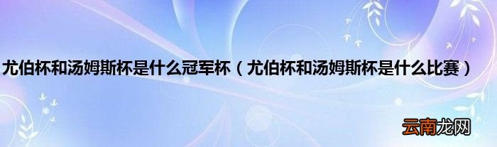 尤伯杯和汤姆斯杯是什么比赛 尤伯杯和汤姆斯杯是什么冠军杯