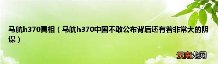 马航h370中国不敢公布背后还有着非常大的阴谋 马航h370真相