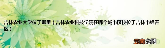吉林农业科技学院在哪个城市该校位于吉林市经开区 吉林农业大学位于哪里