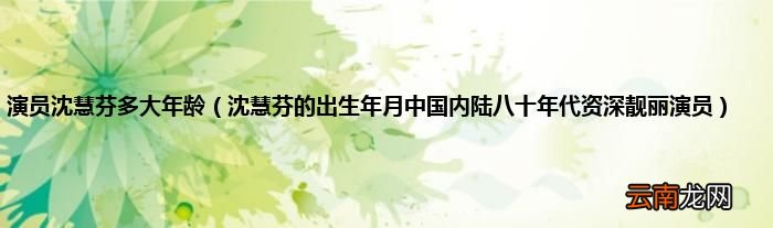 沈慧芬的出生年月中国内陆八十年代资深靓丽演员 演员沈慧芬多大年龄