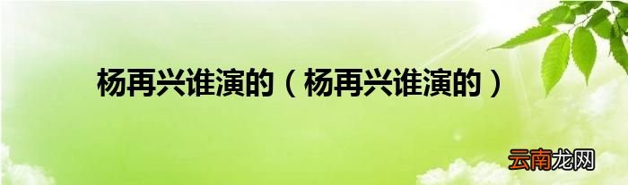 杨再兴谁演的 杨再兴谁演的