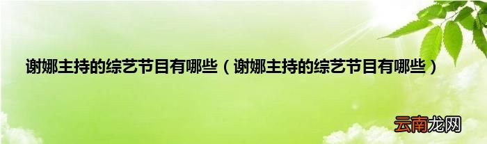 谢娜主持的综艺节目有哪些 谢娜主持的综艺节目有哪些