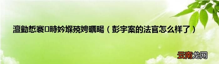 彭宇案的法官怎么样了 澶勭悊褰畤妗堢殑娉曞畼