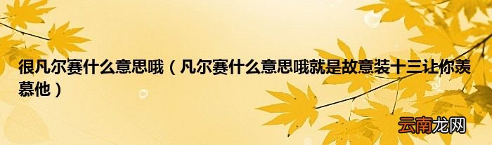 凡尔赛什么意思哦就是故意装十三让你羡慕他 很凡尔赛什么意思哦