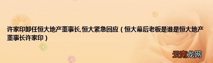 恒大幕后老板是谁是恒大地产董事长许家印 许家印卸任恒大地产董事长,恒大紧急回应