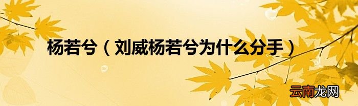 刘威杨若兮为什么分手 杨若兮