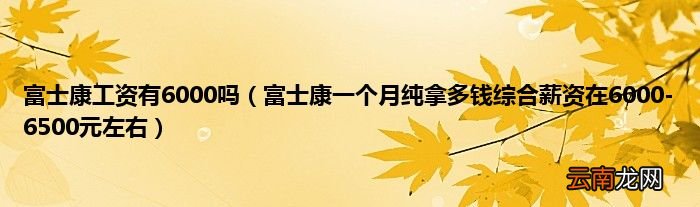 富士康一个月纯拿多钱综合薪资在6000-6500元左右 富士康工资有6000吗