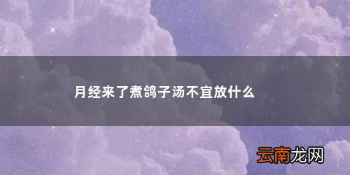 月经来了煮鸽子汤不宜放什么