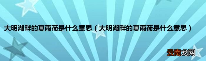 大明湖畔的夏雨荷是什么意思 大明湖畔的夏雨荷是什么意思