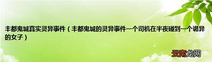 丰都鬼城的灵异事件一个司机在半夜碰到一个诡异的女子 丰都鬼城真实灵异事件