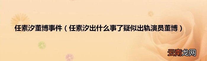任素汐出什么事了疑似出轨演员董博 任素汐董博事件