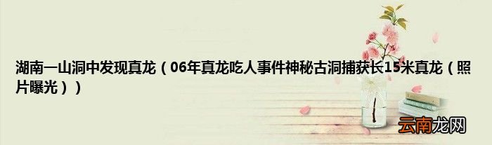 06年真龙吃人事件神秘古洞捕获长15米真龙（照片曝光 湖南一山洞中发现真龙）