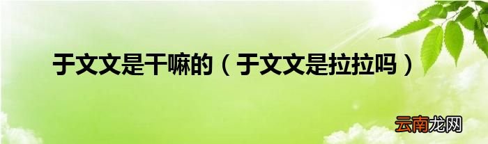 于文文是拉拉吗 于文文是干嘛的