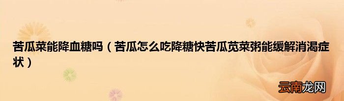 苦瓜怎么吃降糖快苦瓜苋菜粥能缓解消渴症状 苦瓜菜能降血糖吗