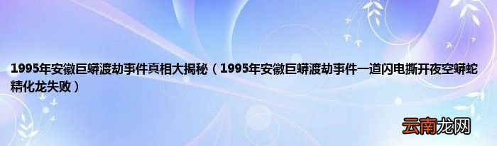 1995年安徽巨蟒渡劫事件一道闪电撕开夜空蟒蛇精化龙失败 1995年安徽巨蟒渡劫事件真相大揭秘