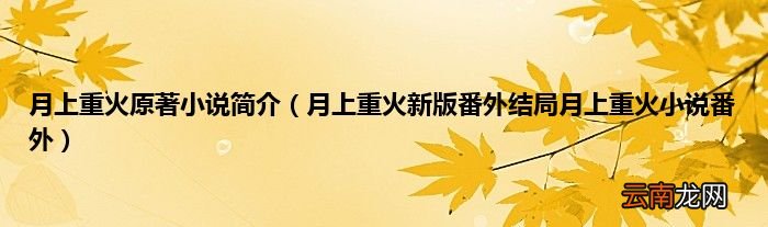 月上重火新版番外结局月上重火小说番外 月上重火原著小说简介