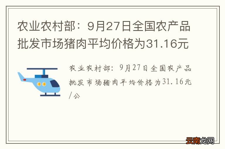 农业农村部：9月27日全国农产品批发市场猪肉平均价格为31.16元/公