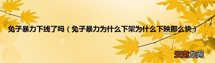 兔子暴力为什么下架为什么下映那么快 兔子暴力下线了吗