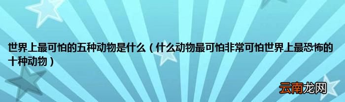 什么动物最可怕非常可怕世界上最恐怖的十种动物 世界上最可怕的五种动物是什么
