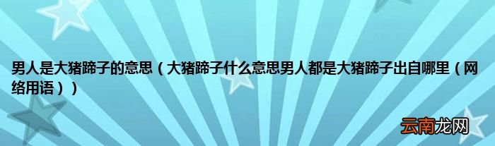 大猪蹄子什么意思男人都是大猪蹄子出自哪里（网络用语 男人是大猪蹄子的意思）