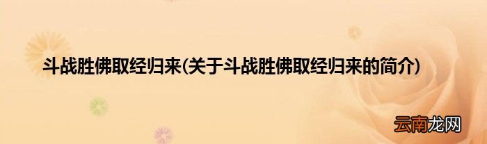 关于斗战胜佛取经归来的简介 斗战胜佛取经归来