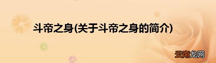 关于斗帝之身的简介 斗帝之身