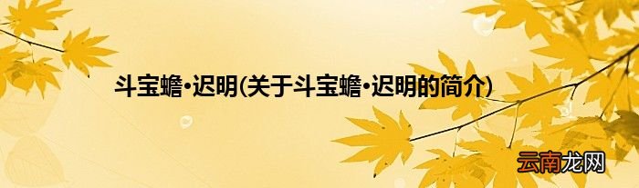 关于斗宝蟾·迟明的简介 斗宝蟾·迟明