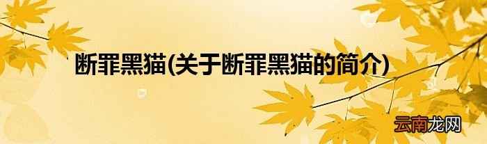 关于断罪黑猫的简介 断罪黑猫