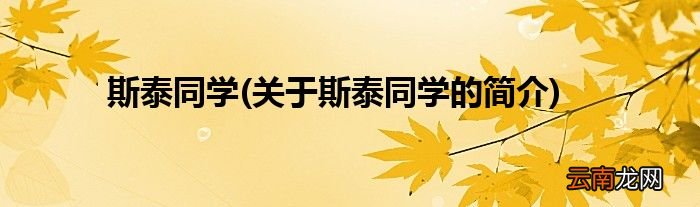 关于斯泰同学的简介 斯泰同学