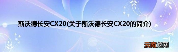 关于斯沃德长安CX20的简介 斯沃德长安CX20