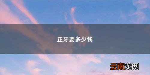 牙齿矫正一般需要多少费用? 正牙要多少钱