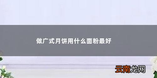 广式月饼是用低筋面粉还是中筋面粉制作好 做广式月饼用什么面粉最好