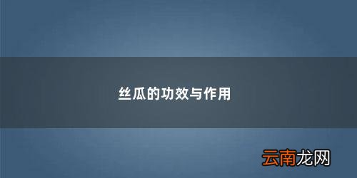 丝瓜的功效与作用有哪些营养 丝瓜的功效与作用