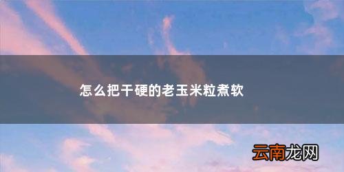 煮熟的玉米硬了怎么再变软 怎么把干硬的老玉米粒煮软