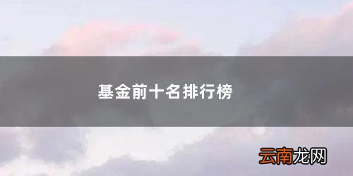 基金排名前十名业绩排行榜 基金前十名排行榜