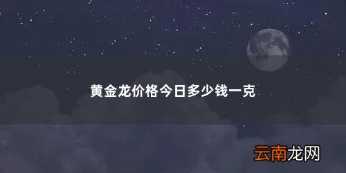 黄金价格今日多少 黄金龙价格今日多少钱一克