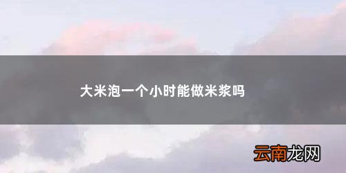 米浆的大米泡多久时间熟 大米泡一个小时能做米浆吗